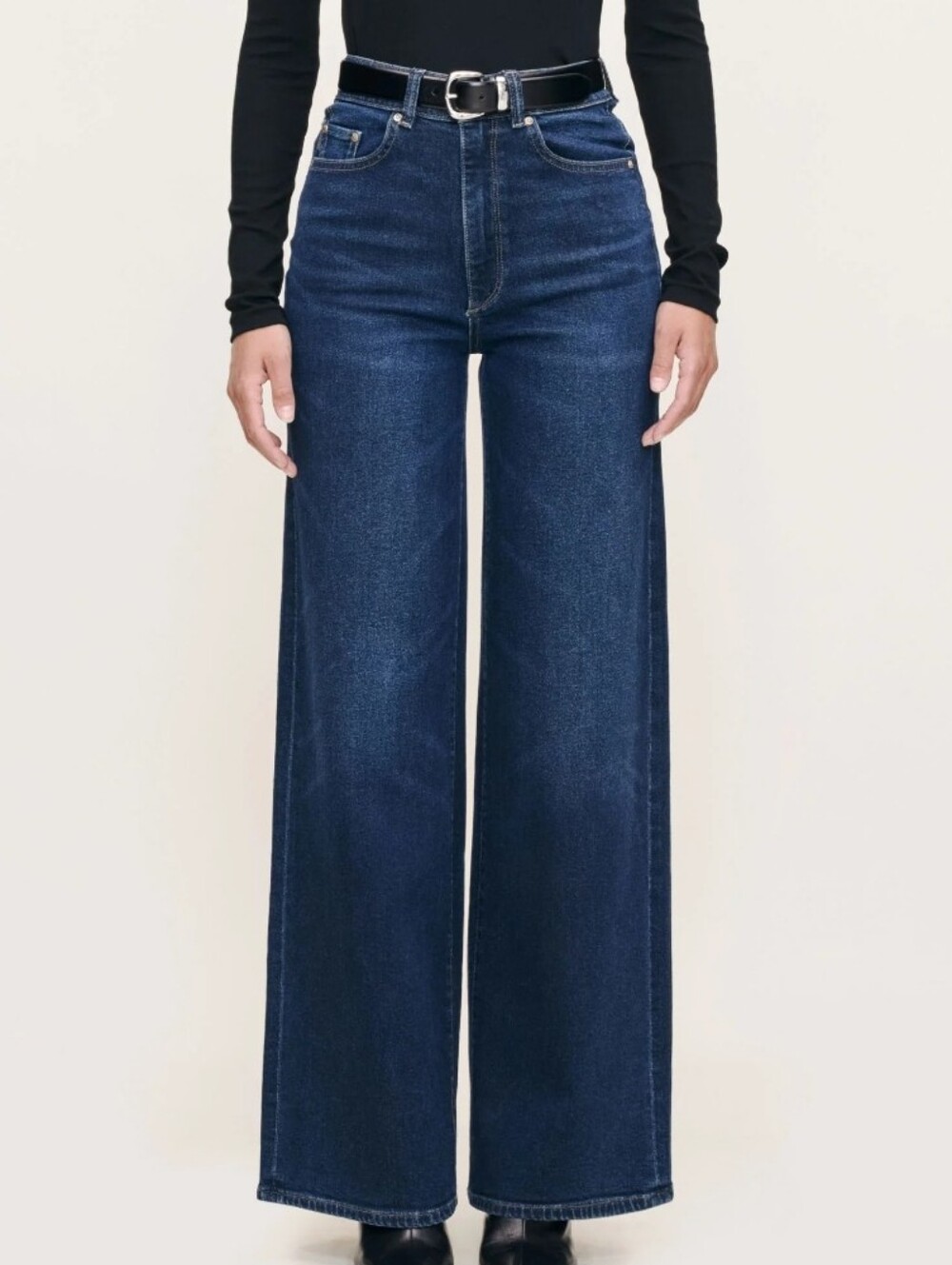 DL1961 Hepburn Dark Navy Wide-Leg Jeans